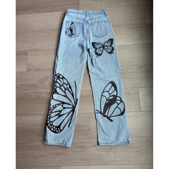 Simple Society Butterfly Wide Leg y2k Baggy Jeans Sz 27 - Picture 4 of 6